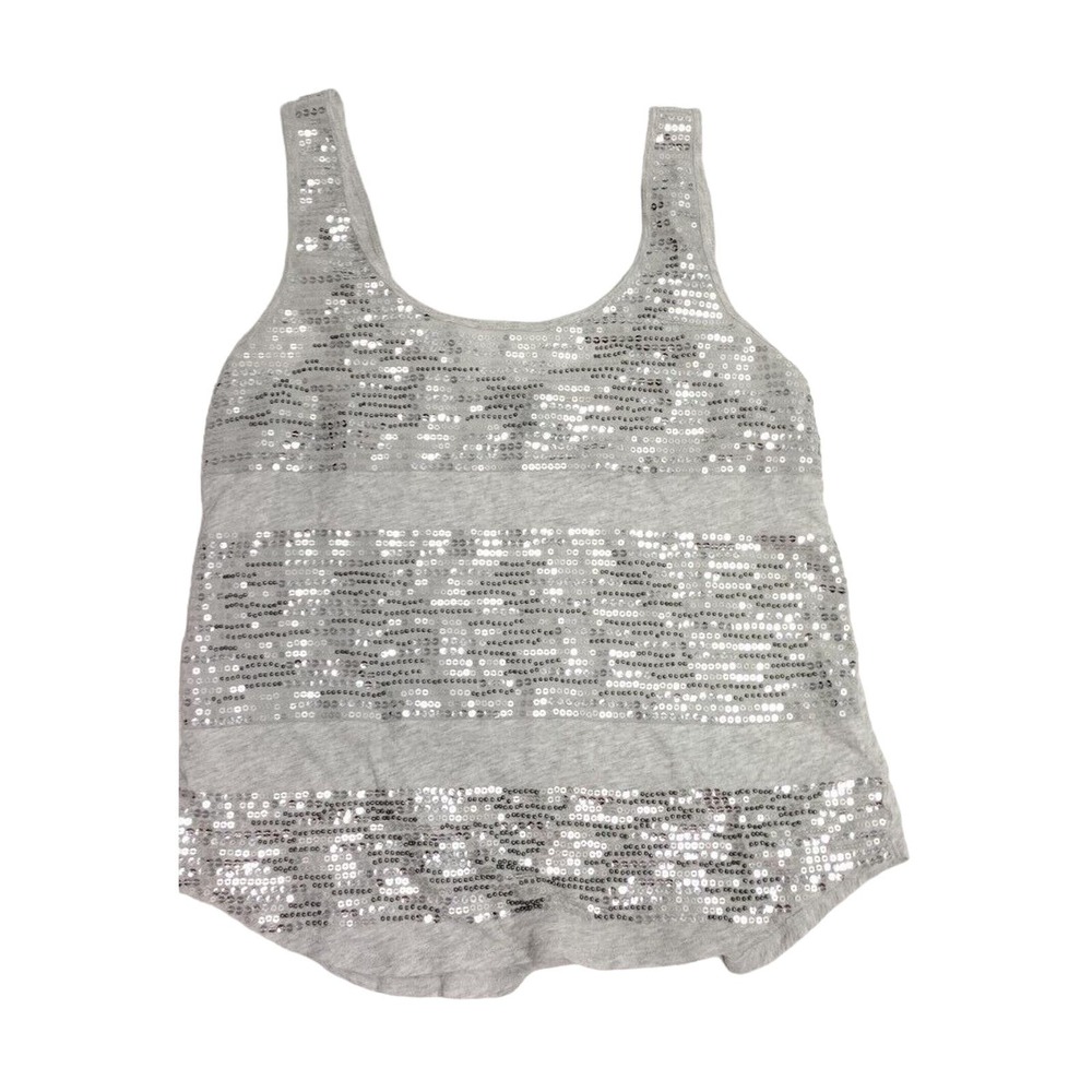 Express Sequin Tank Top Striped Shirt Gray Party Sparkle Women Size S
